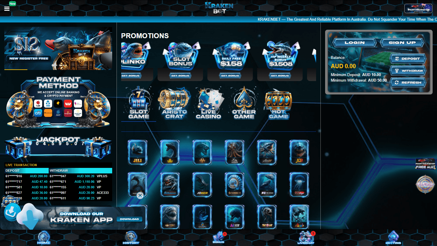 krakenbet_casino_homepage_desktop
