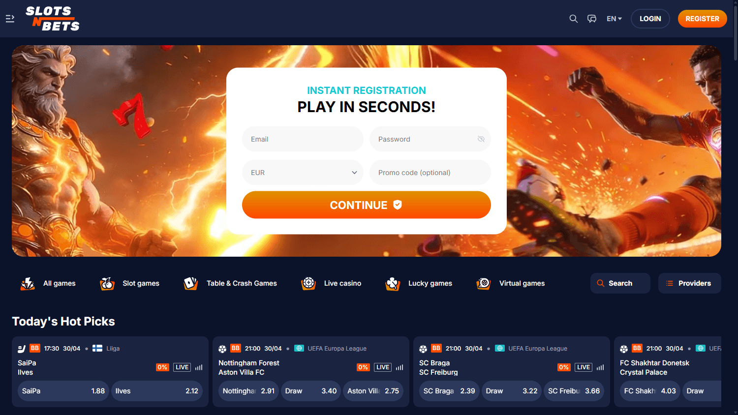 SlotsNBets_Casino_homepage_desktop