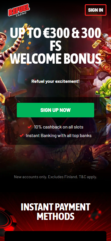 Refuel_Casino_homepage_mobile