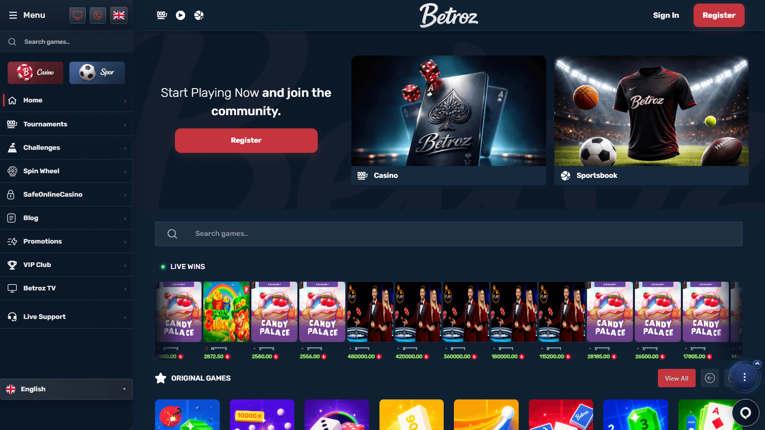 betroz_casino_homepage_desktop