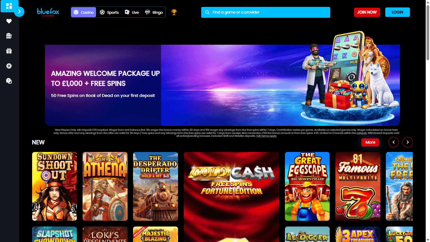 Bluefox homepage website screenshot