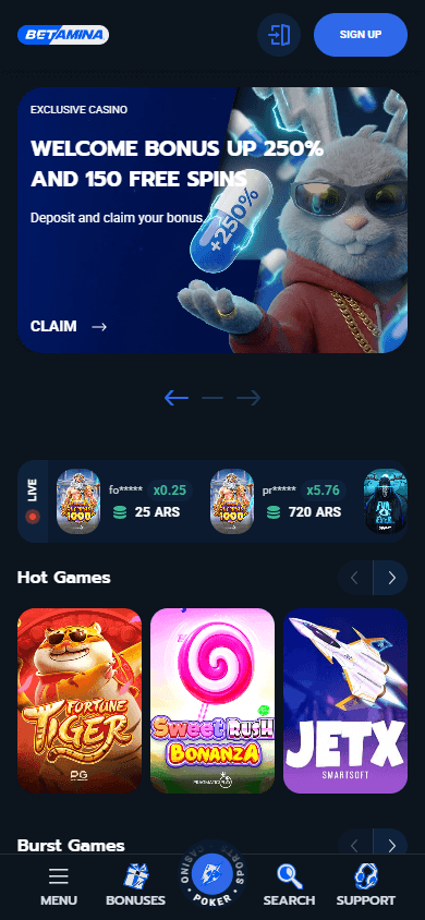 betamina_casino_homepage_mobile