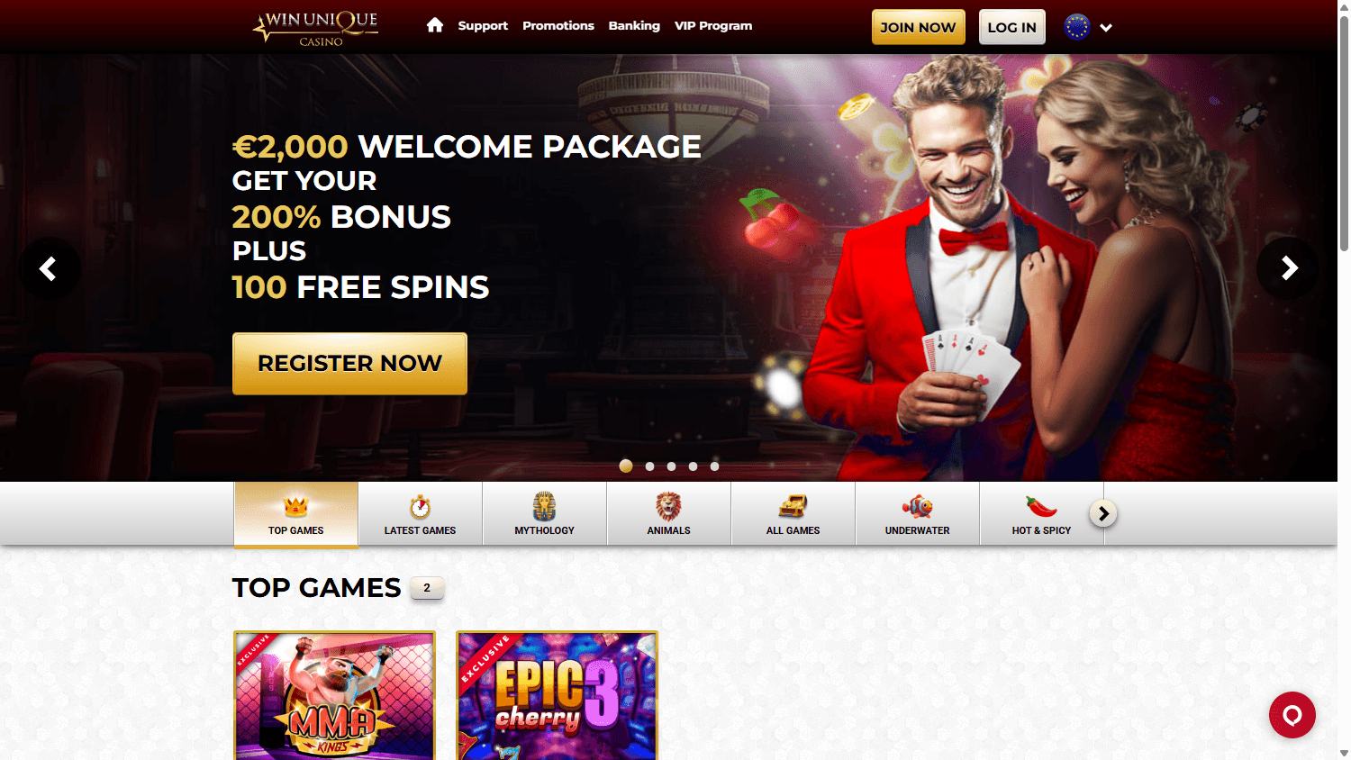 win_unique_casino_homepage_desktop