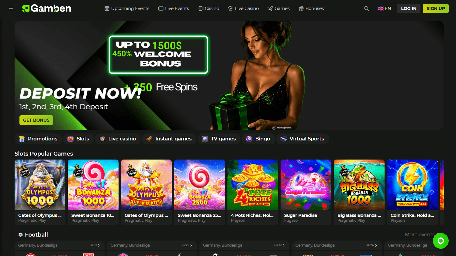 Gamben_Casino_homepage_desktop