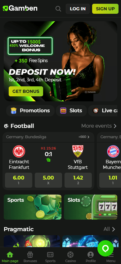Gamben_Casino_homepage_mobile