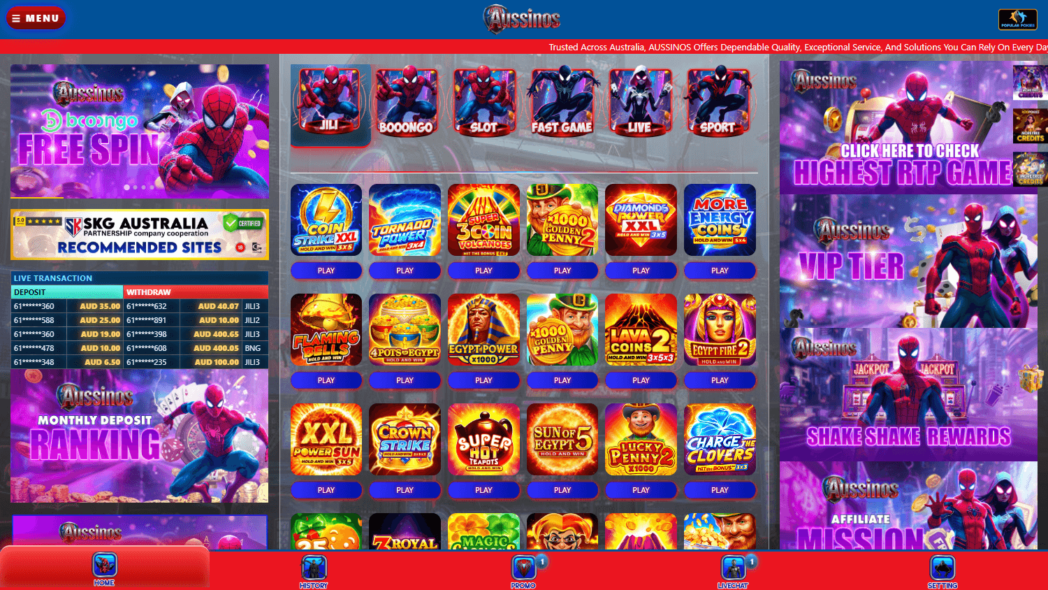 Aussinos_Casino_homepage_desktop