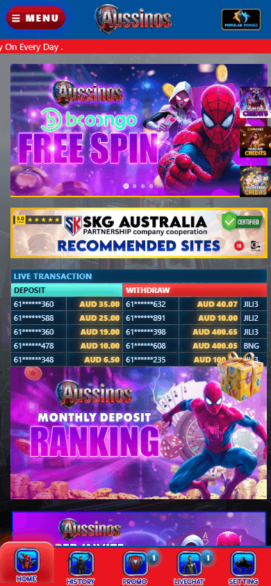 Aussinos_Casino_homepage_mobile