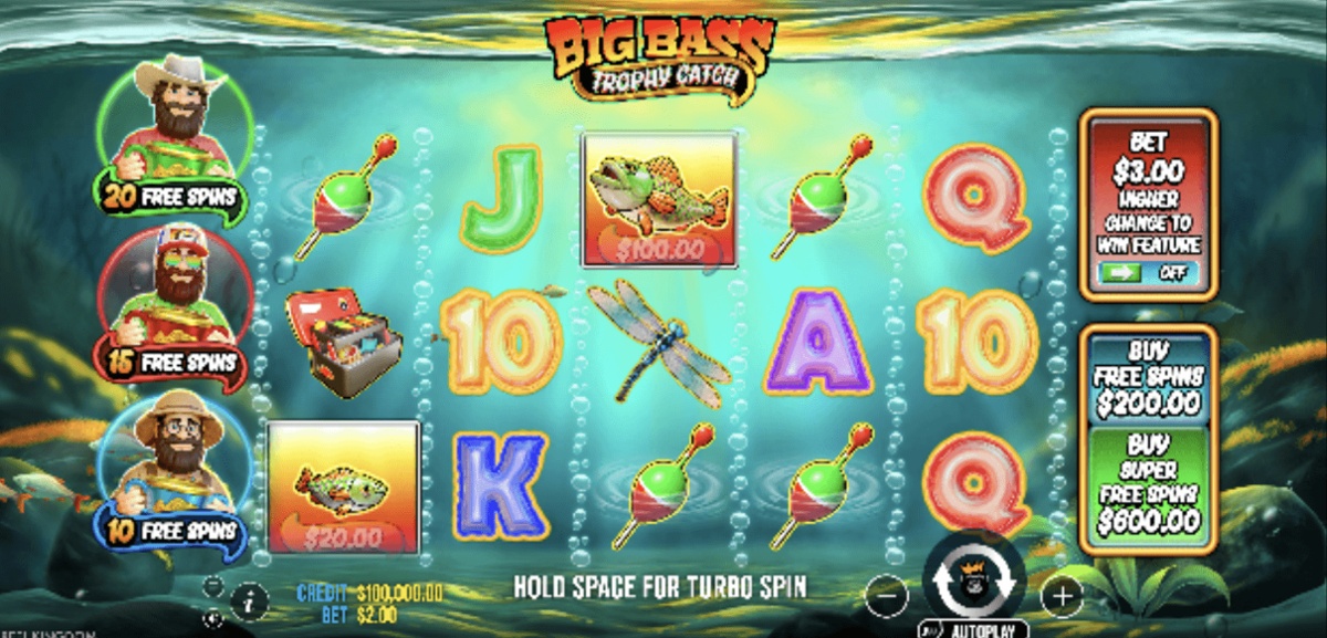 The action in Big Bass Trophy Catch takes place underwater