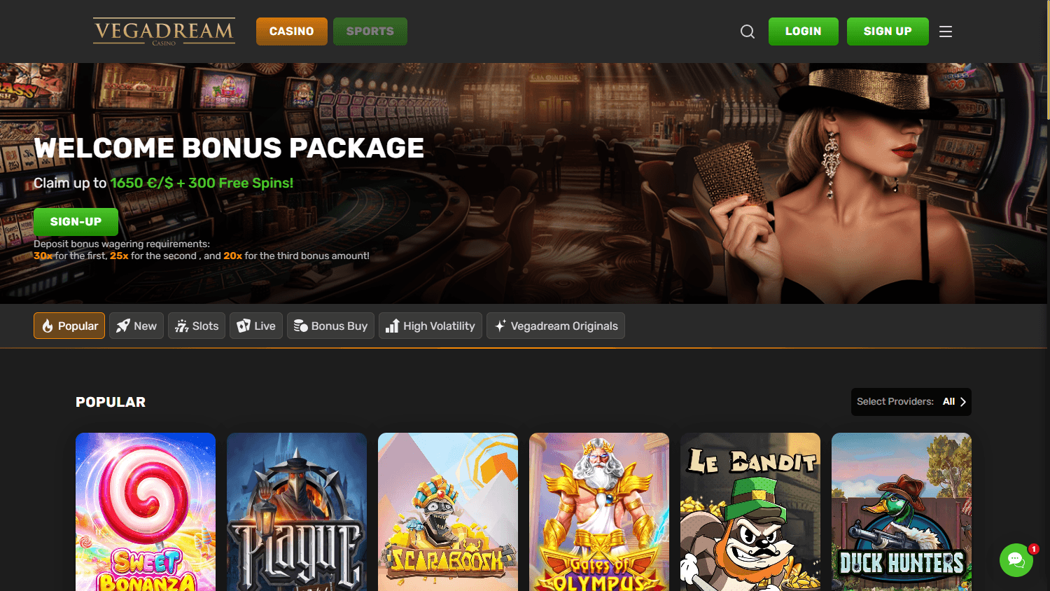 vegadream_casino_homepage_desktop