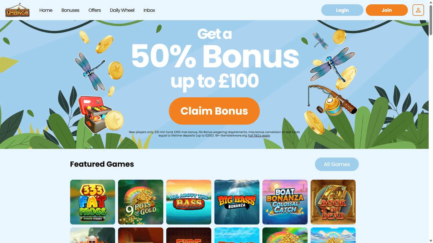 umbingo_casino_homepage_desktop