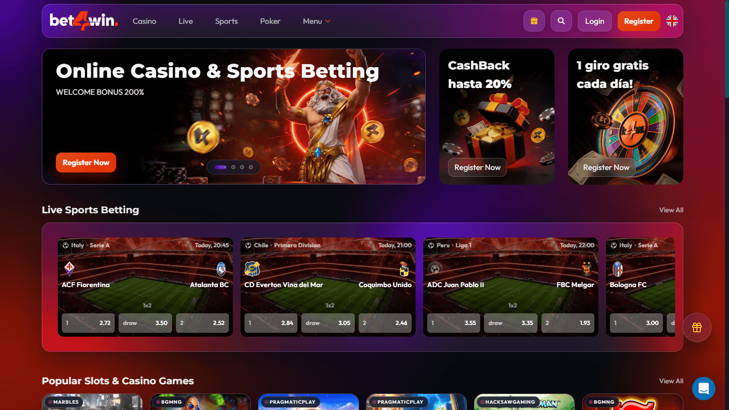 bet4yaar_casino_homepage_desktop