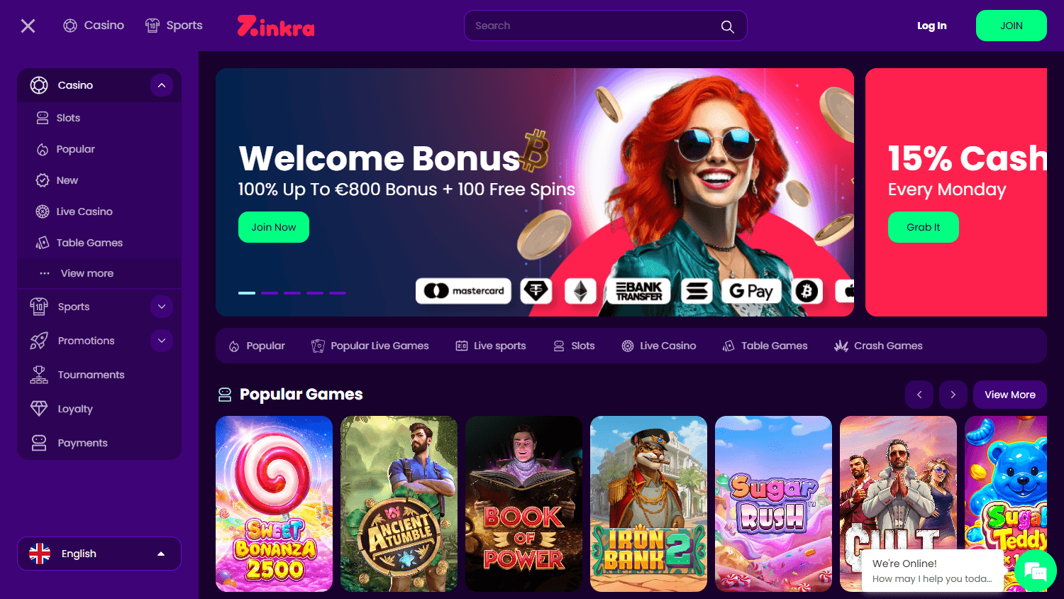 zinkra_casino_homepage_desktop
