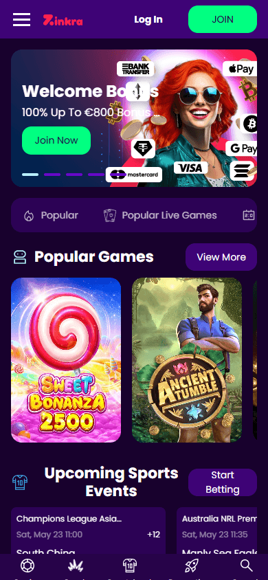 zinkra_casino_homepage_mobile