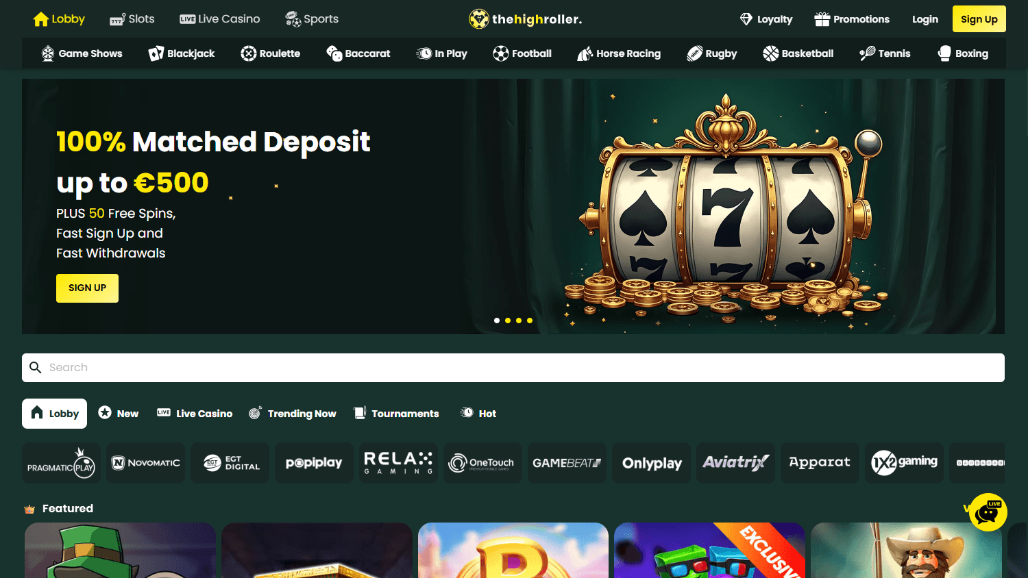 thehighroller_casino_homepage_desktop
