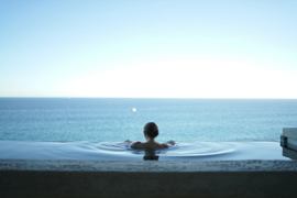 A woman wins jackpot and relaxes
