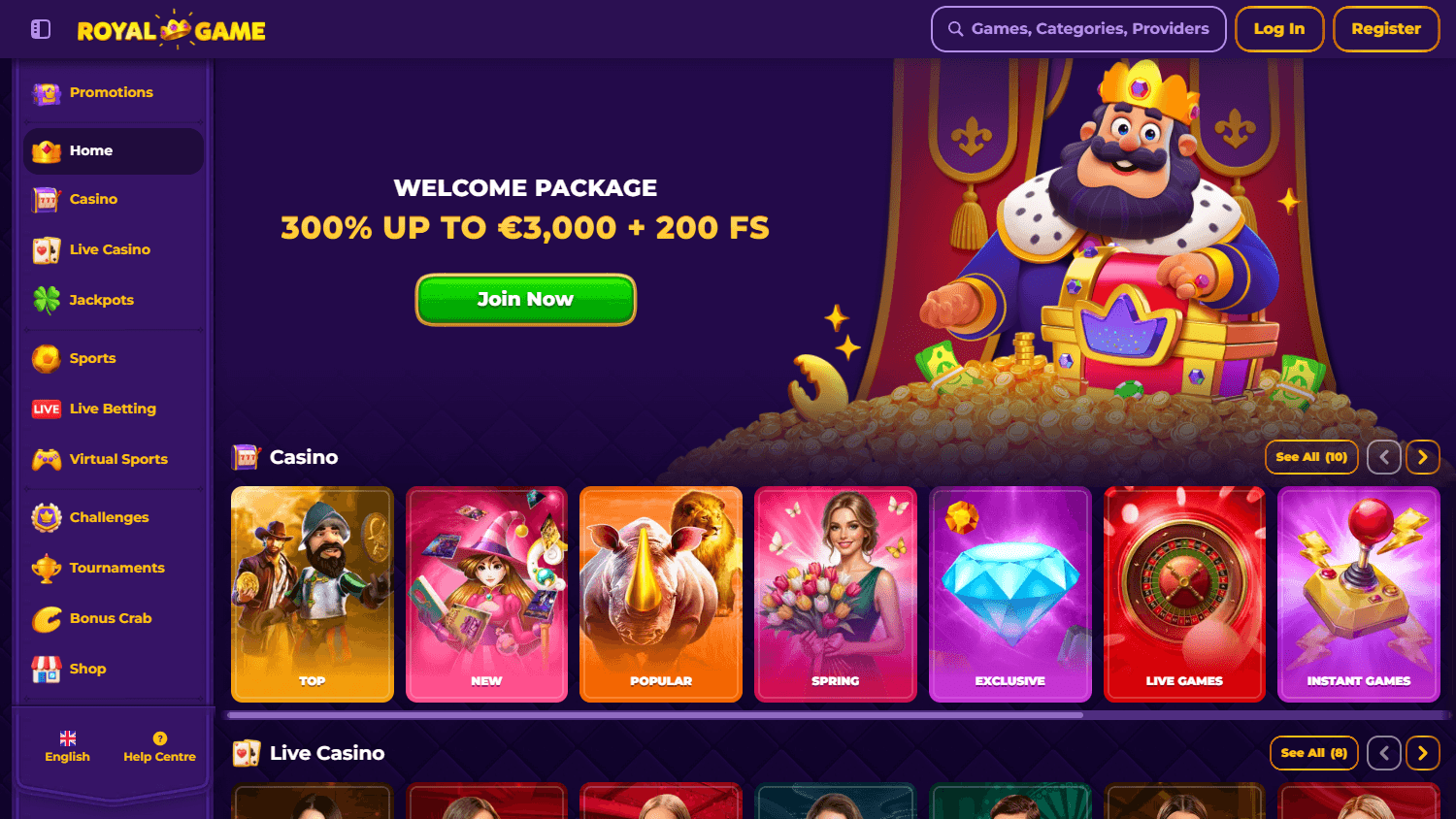 RoyalGame_Casino_homepage_desktop
