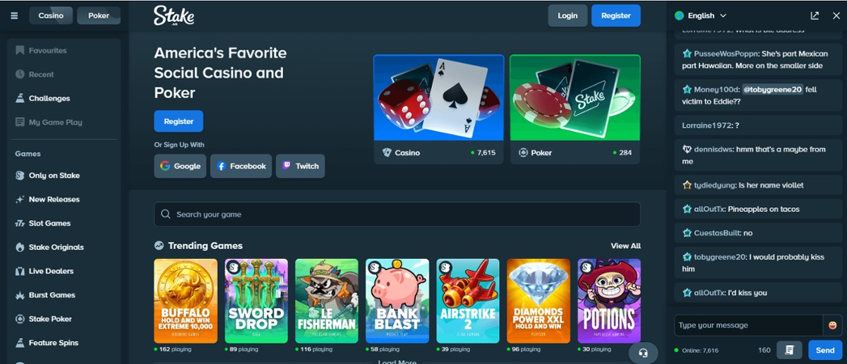 Stake.us online casino Texas