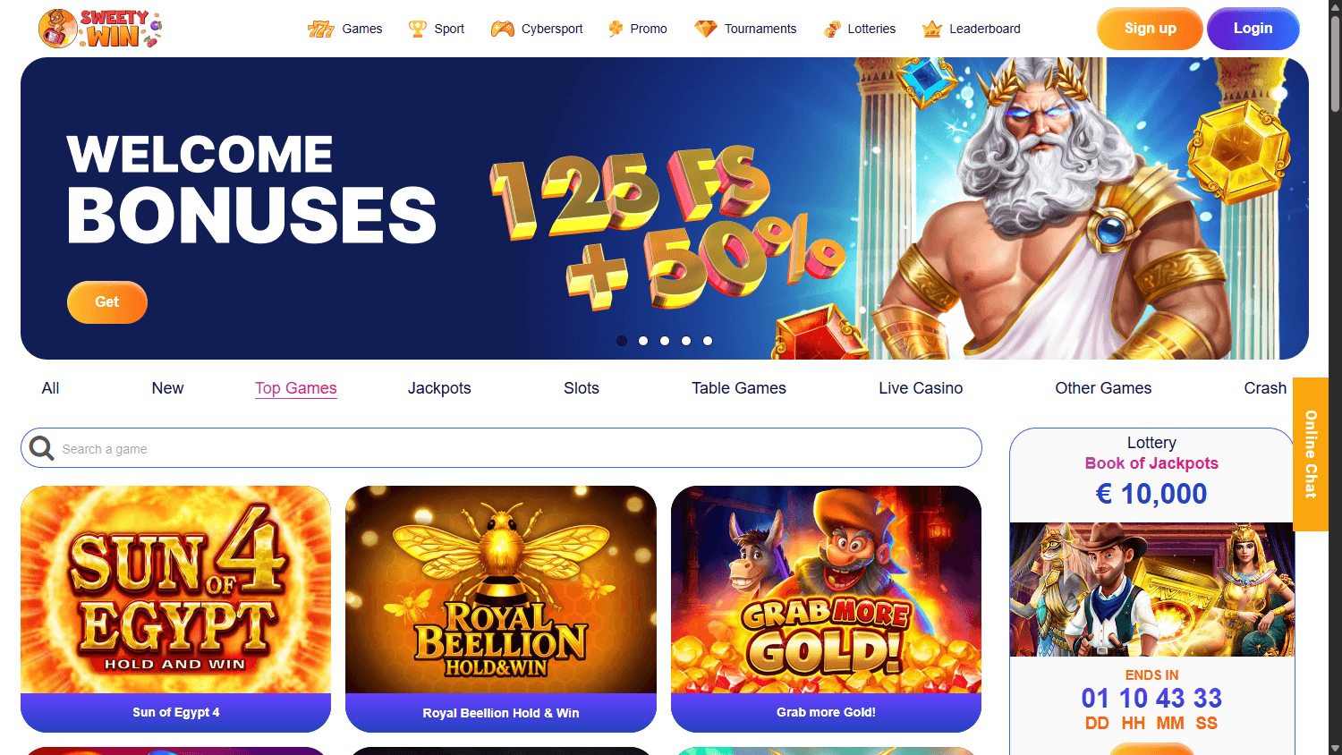 sweety_win_casino_homepage_desktop