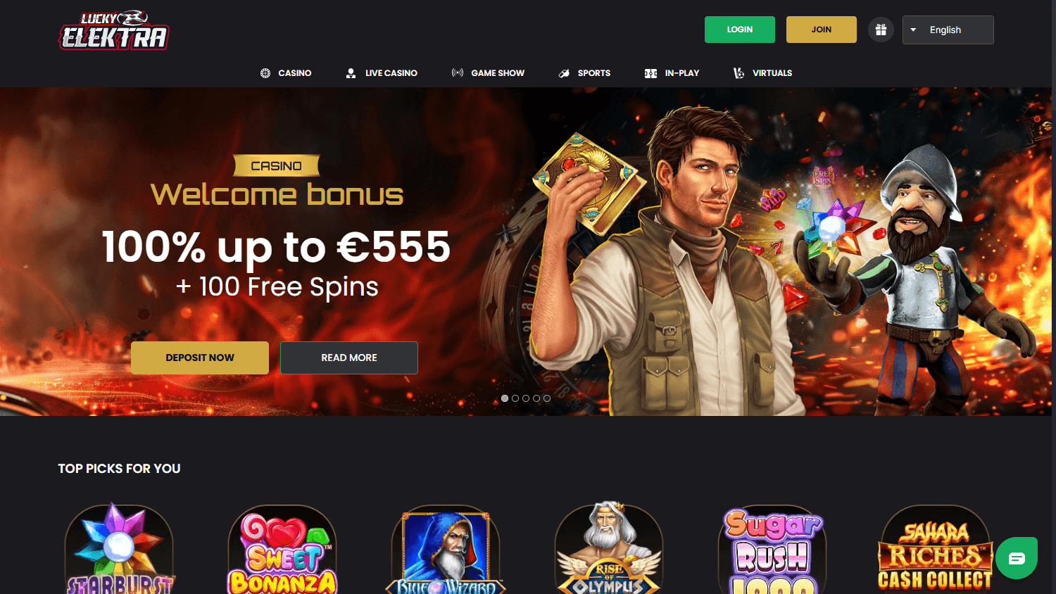 luckyelektra_casino_homepage_desktop