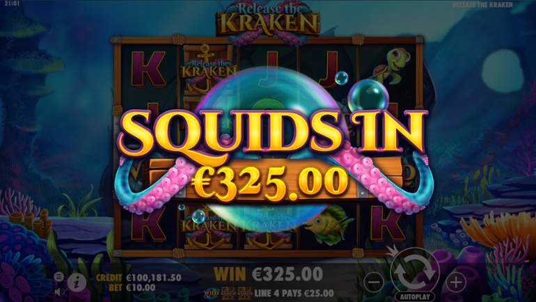 Release the Kraken slot high symbol win