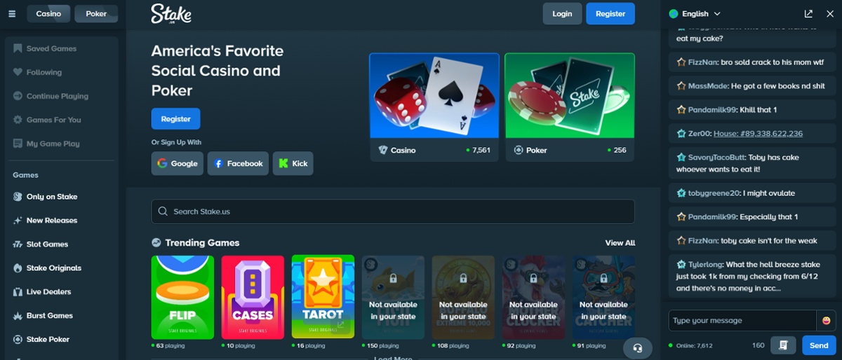 Stake.us top casino in Alabama