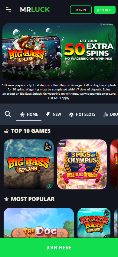 MrLuck_Casino_homepage_mobile