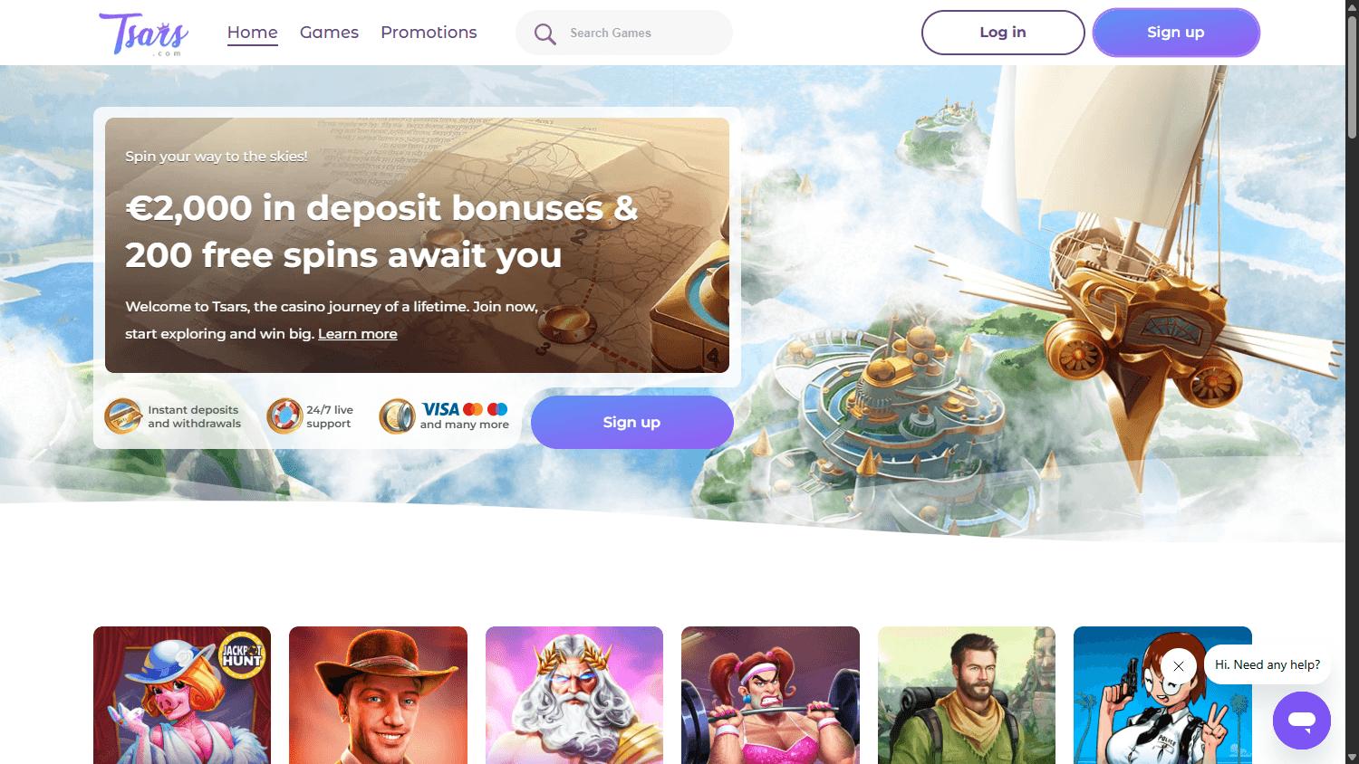 Tsars_Casino_homepage_desktop