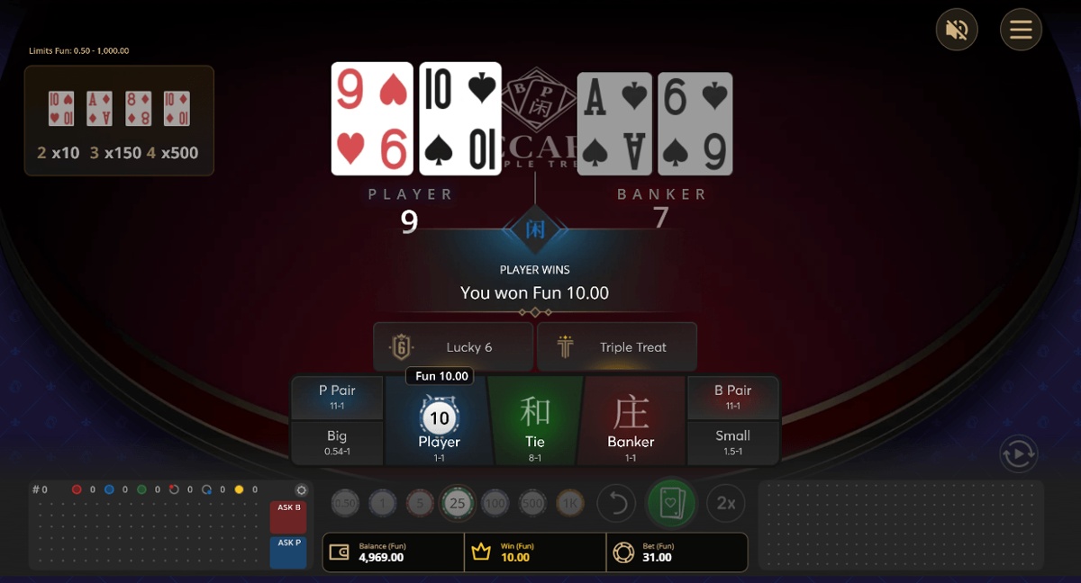 Baccarat im Online-Casino.