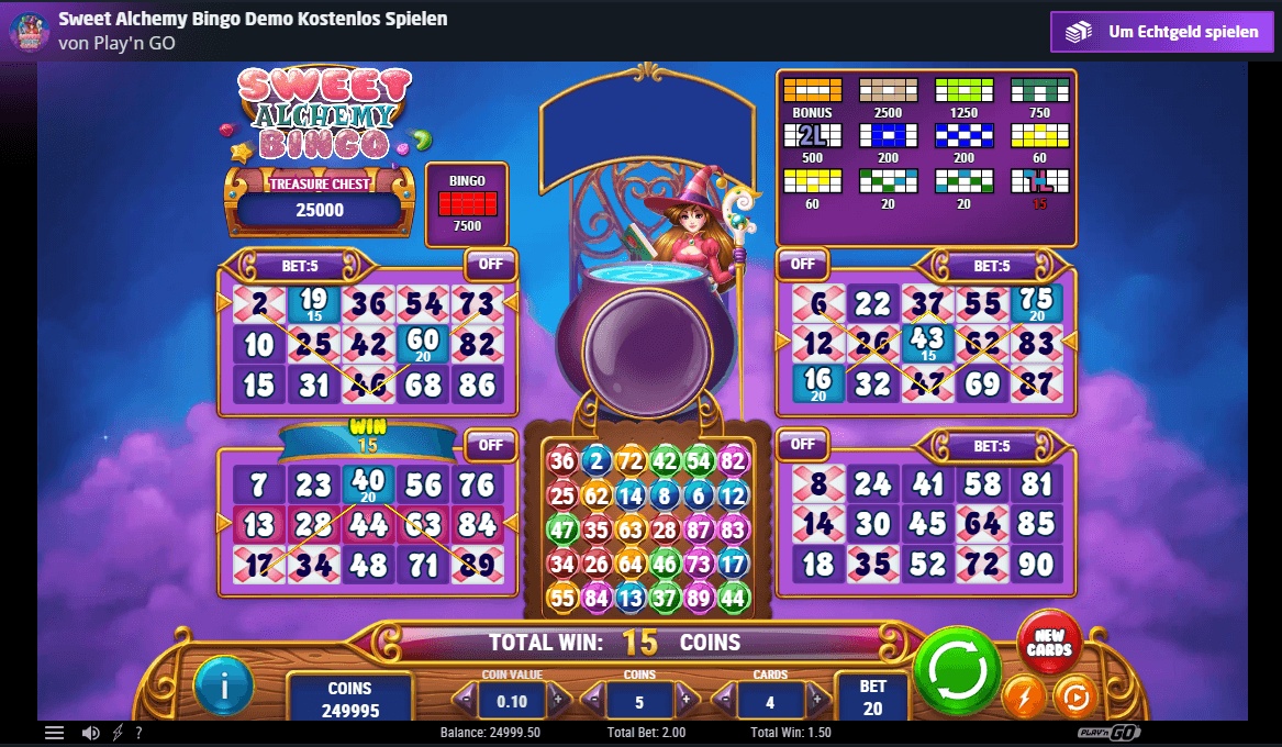 Sweet Alchemy Bingo von Play'n GO.