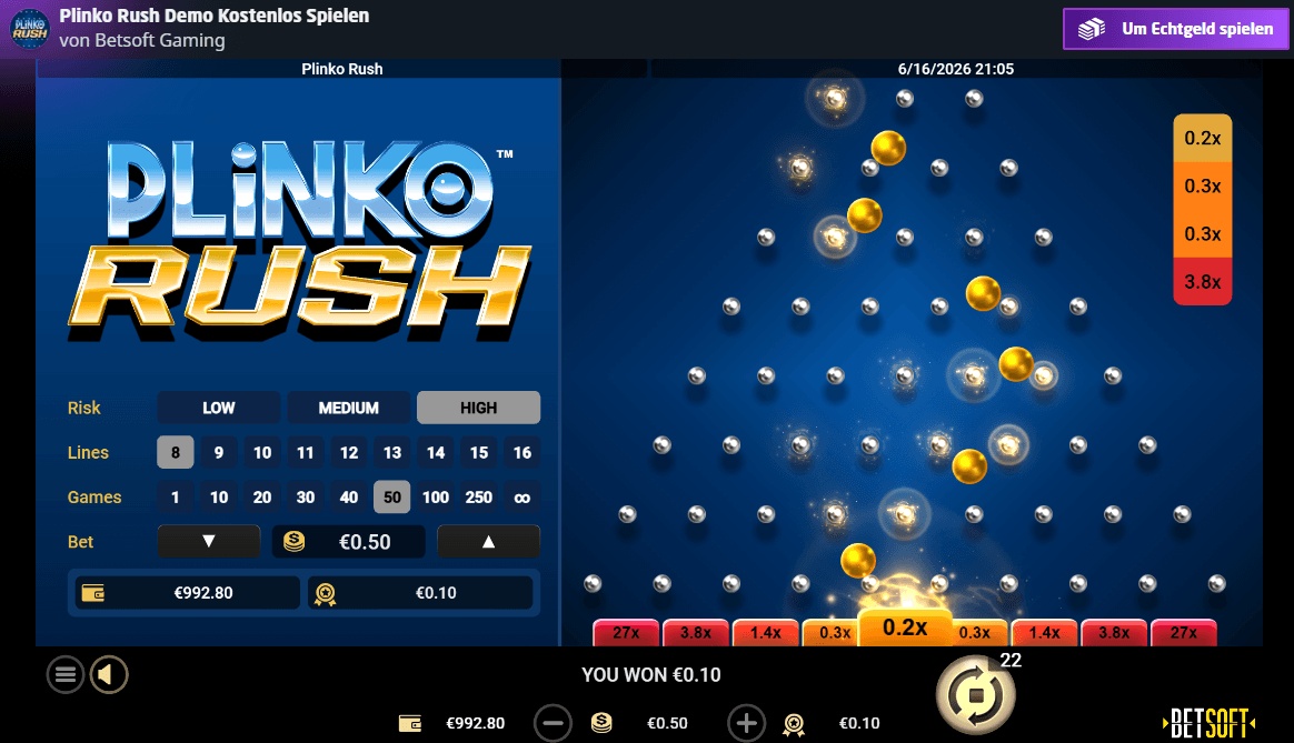 Plinko Rush von Betsoft.