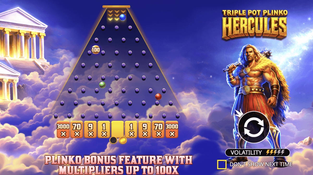 Triple Pot Plinko – Hercules combines slot and plinko formats into one game
