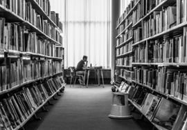 person-in-library-researching-topic