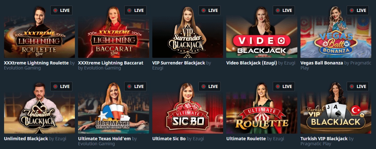 Live casino games are popular at gambling sites in Canada