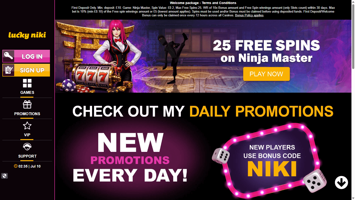 luckyniki_casino_uk_homepage_desktop