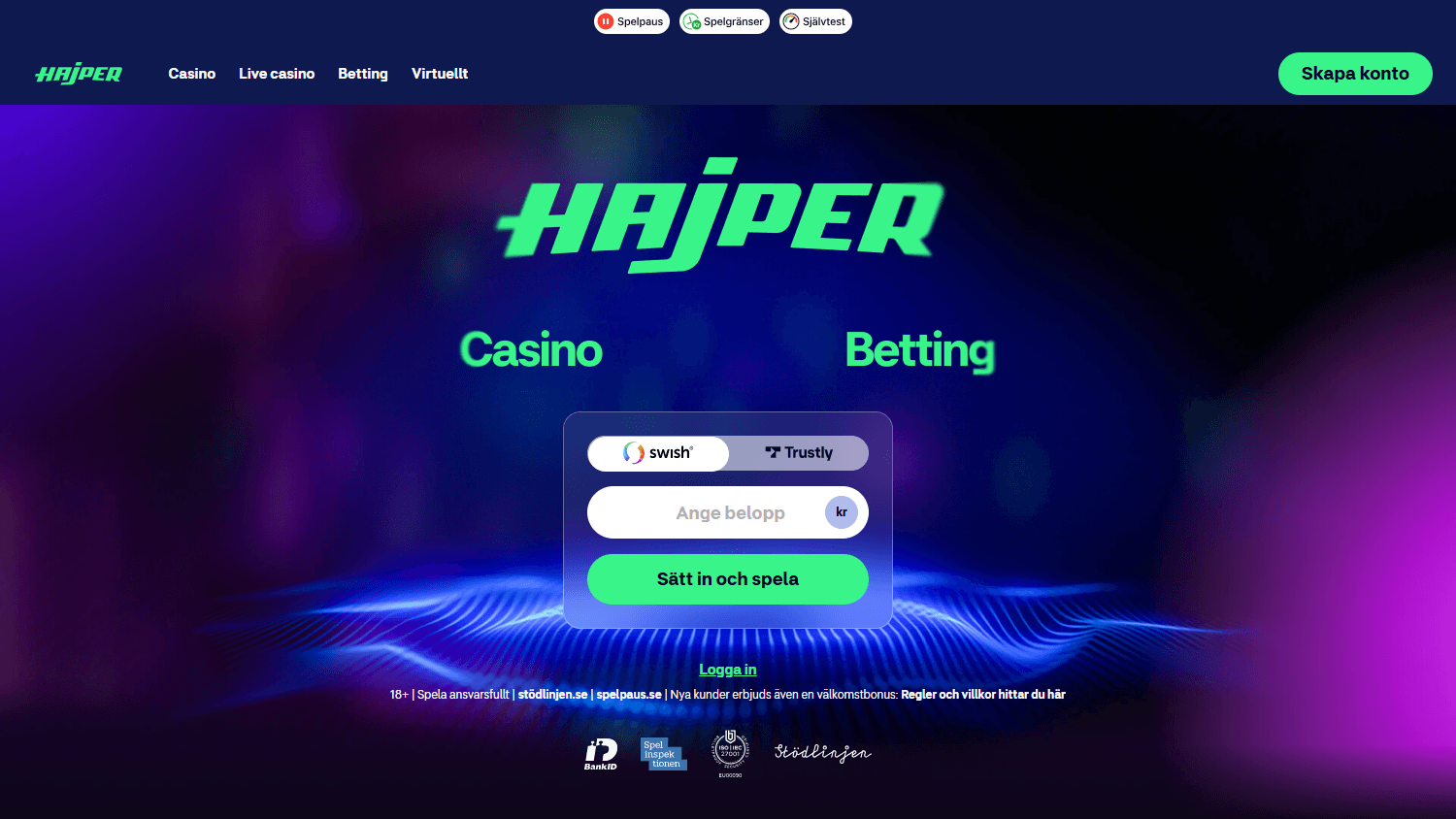 Hajper_Casino_homepage_desktop