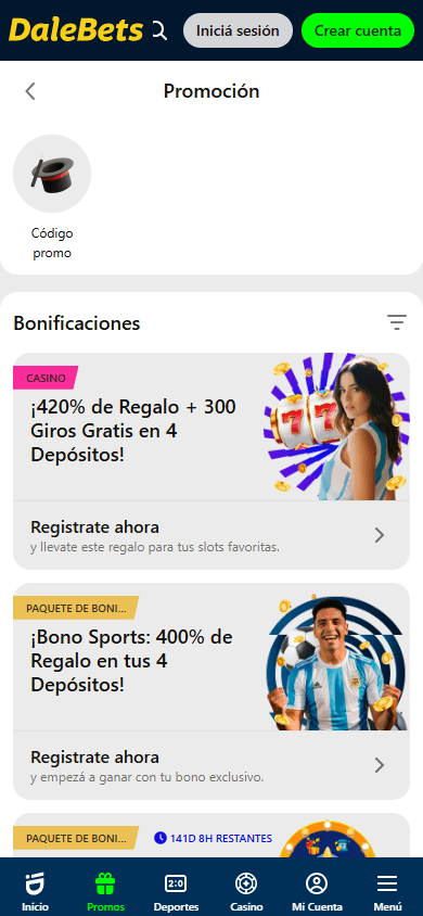 DaleBets_Casino_promotions_mobile