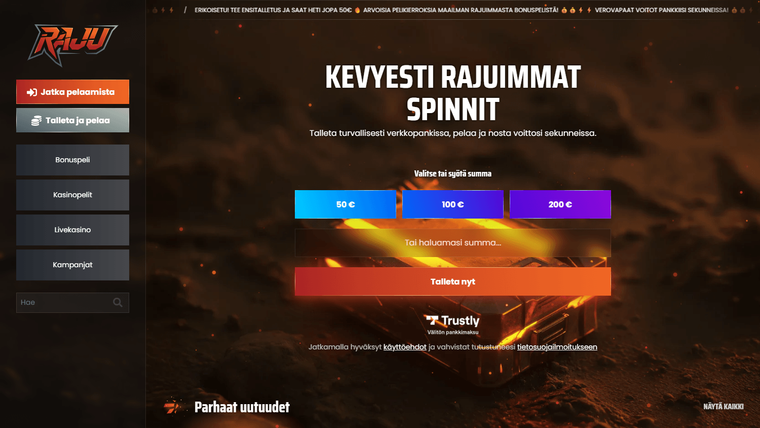 Raju_Casino_homepage_desktop