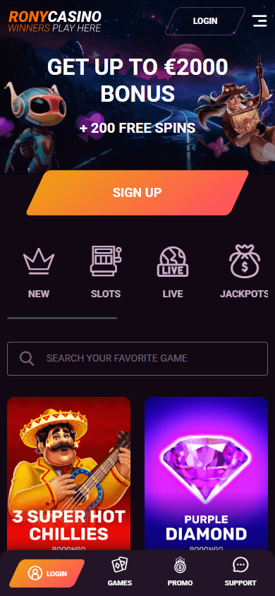 Rony_Casino_homepage_mobile
