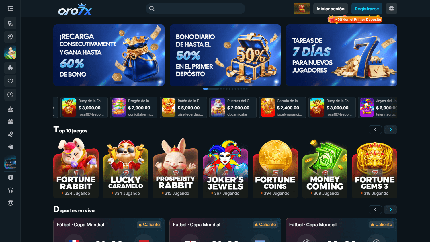 Oro7x_Casino_homepage_desktop