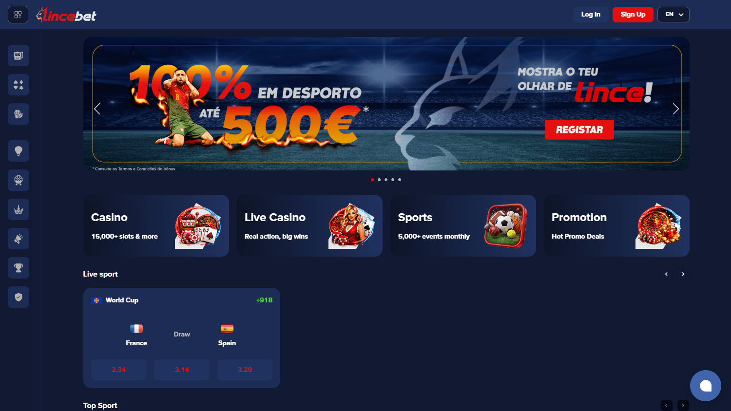Lincebet_Casino_homepage_desktop