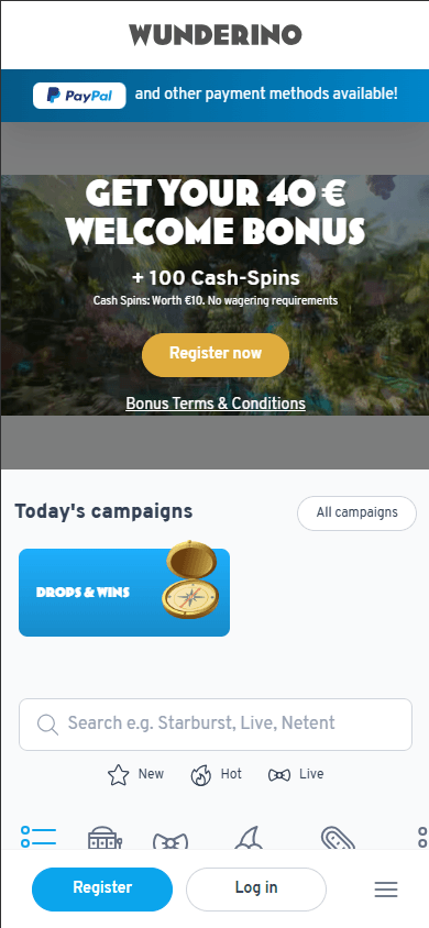 Wunderino_Casino_homepage_mobile