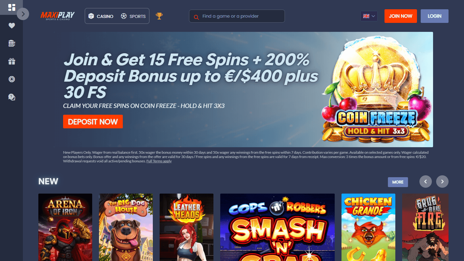 MaxiPlay_Casino_homepage_desktop