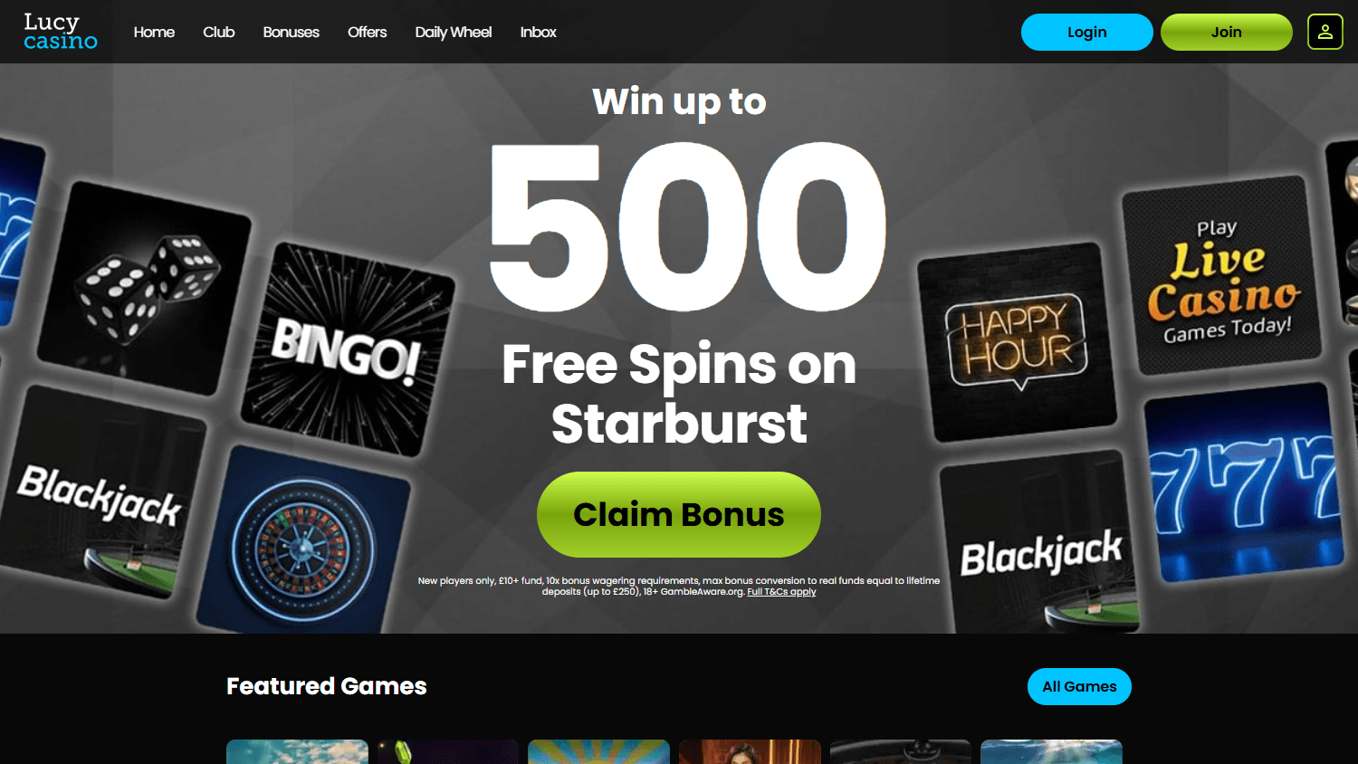 Lucy_Casino_homepage_desktop