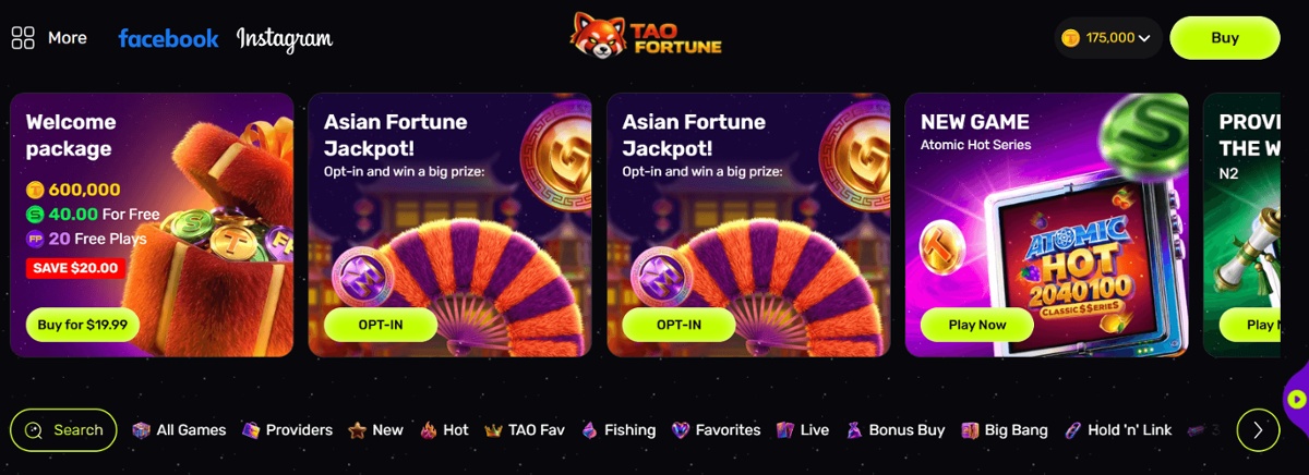 TaoFortune – Best sweepstakes casino for VIP rewards and cashback in Oklahoma