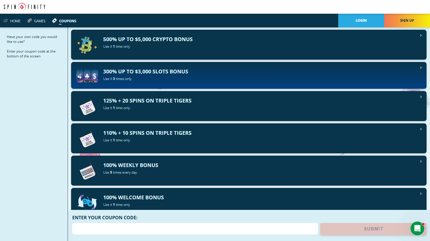 Spinfinity_Casino_promotions_desktop