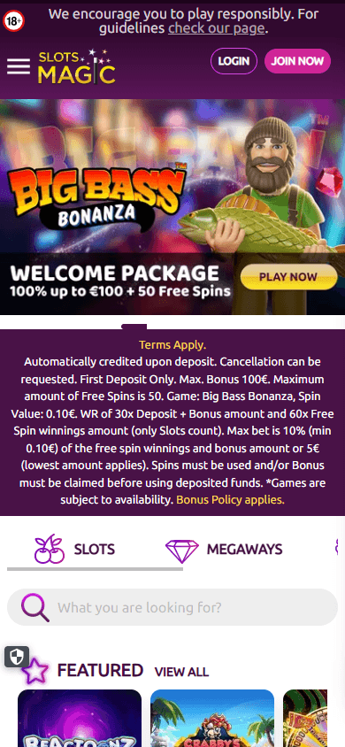 Slots_Magic_Casino_UK_homepage_mobile