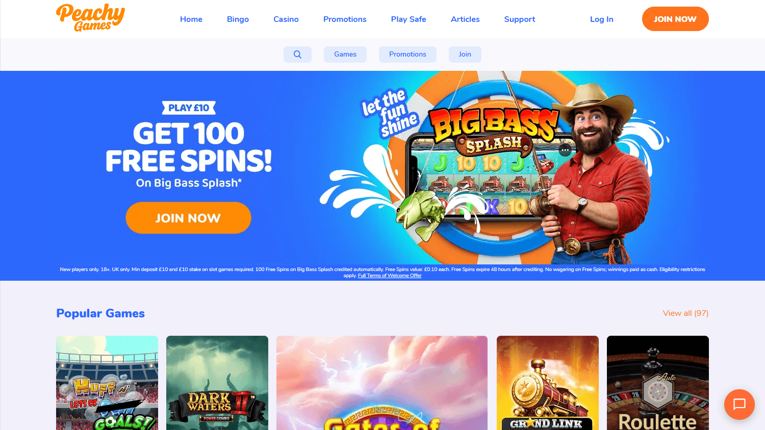 Peachy Games homepage website screenshot