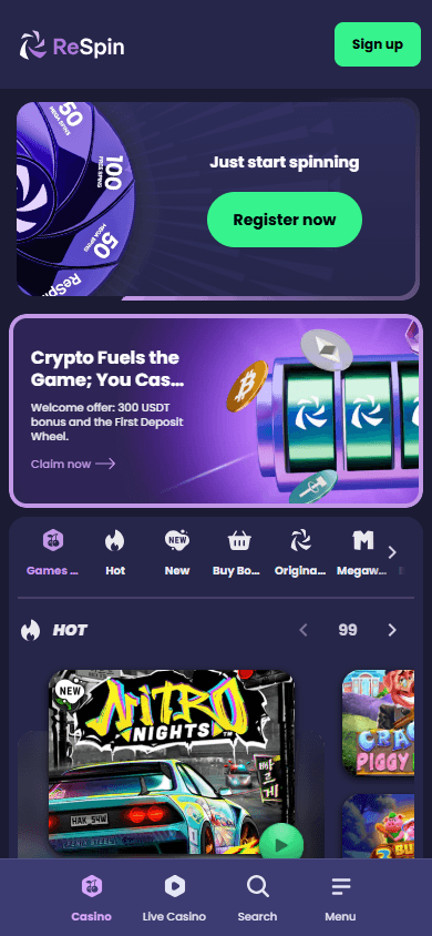 respin_casino_homepage_mobile