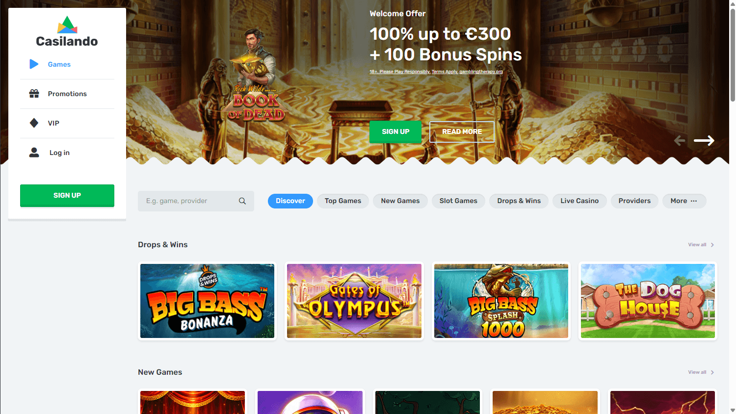 Casilando homepage website screenshot