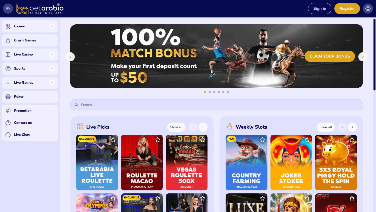 betarabia_casino_homepage_desktop